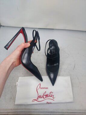 Christian Louboutin Black Strappy Condora Leather Heel Shoe